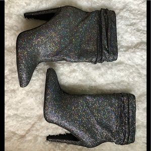 Steve Madden Silver Glitter Shiny Boots